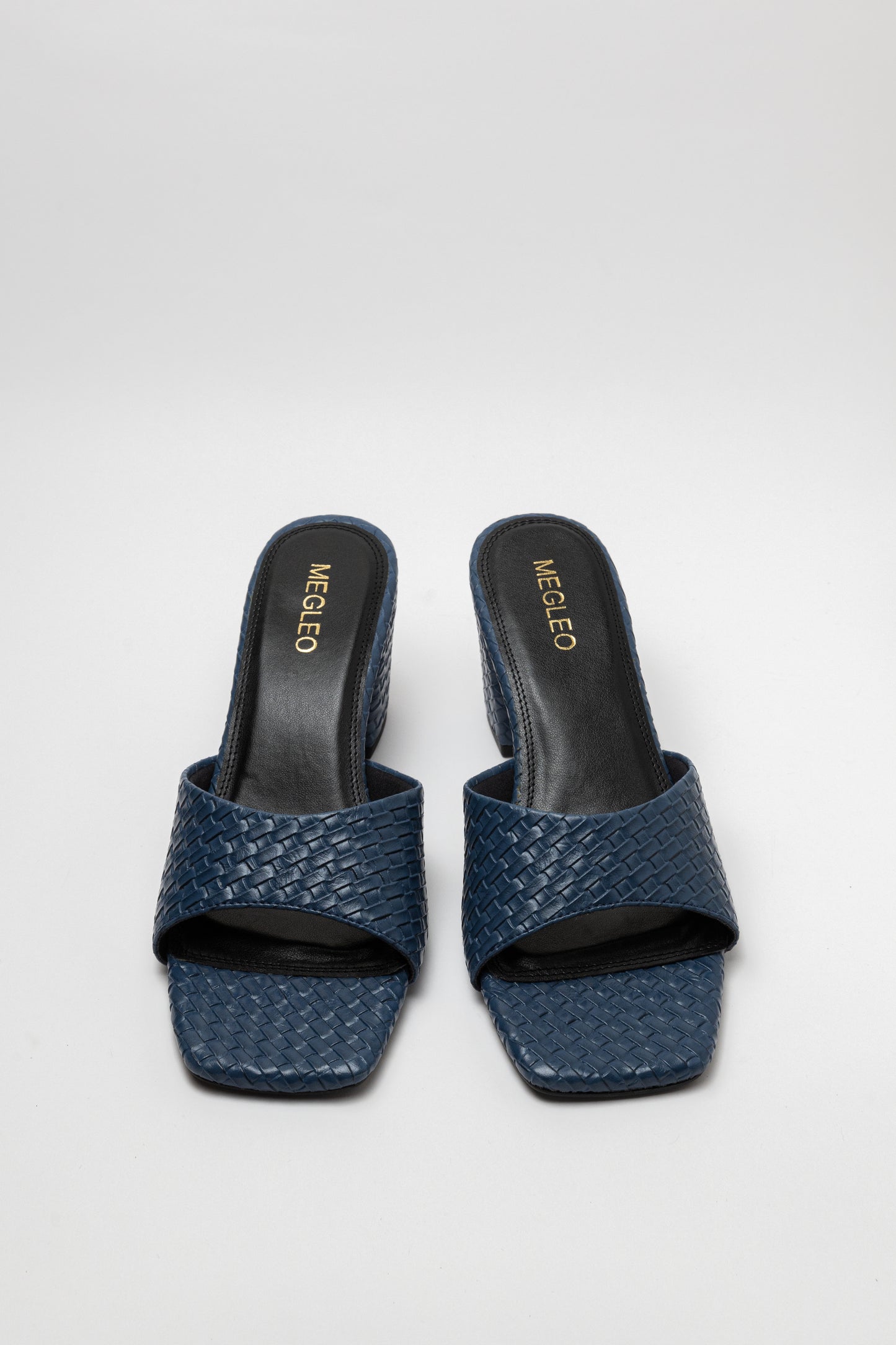 Textured Dark Blue Block Heels