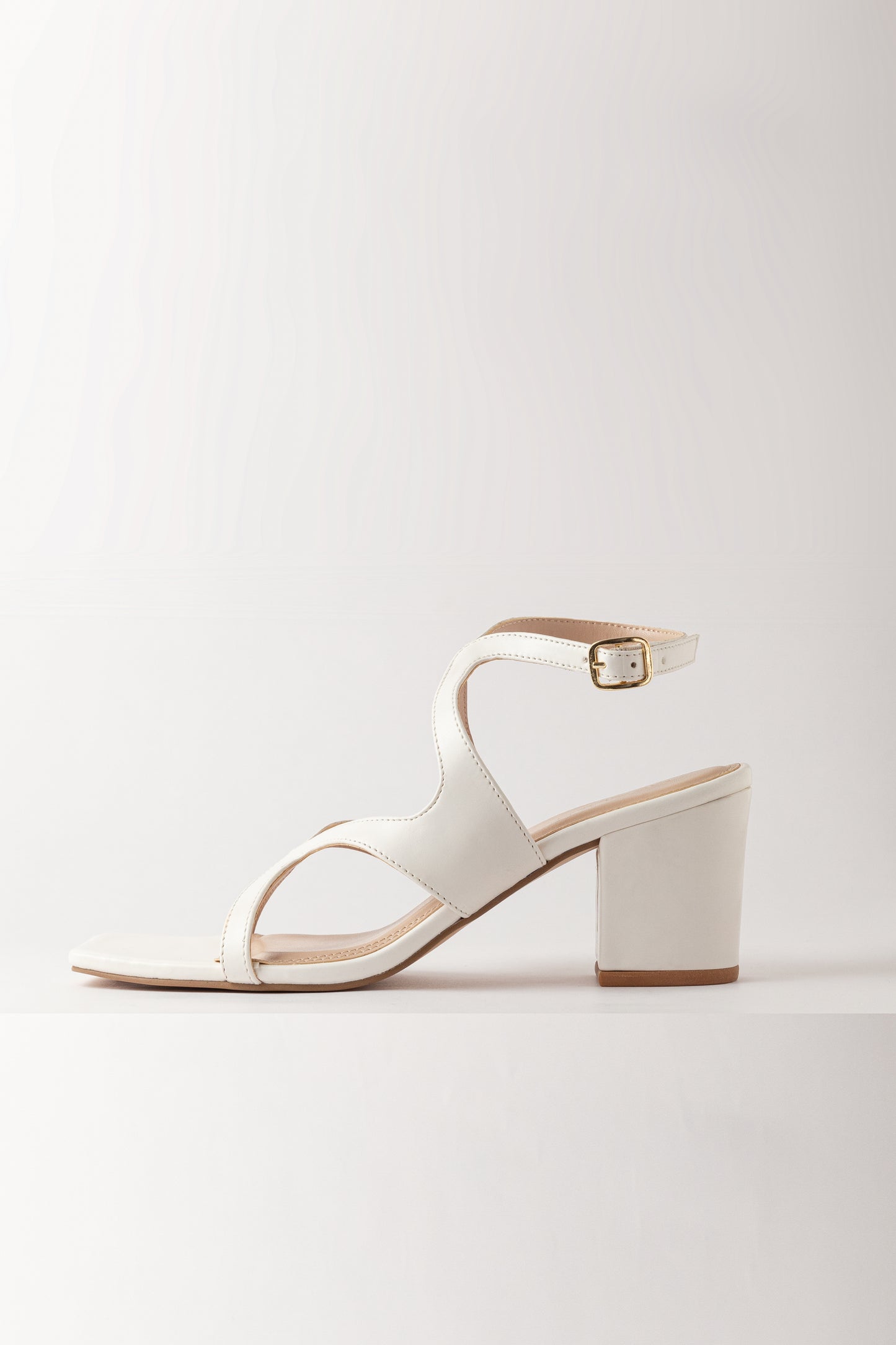 Twisted White Block Heels