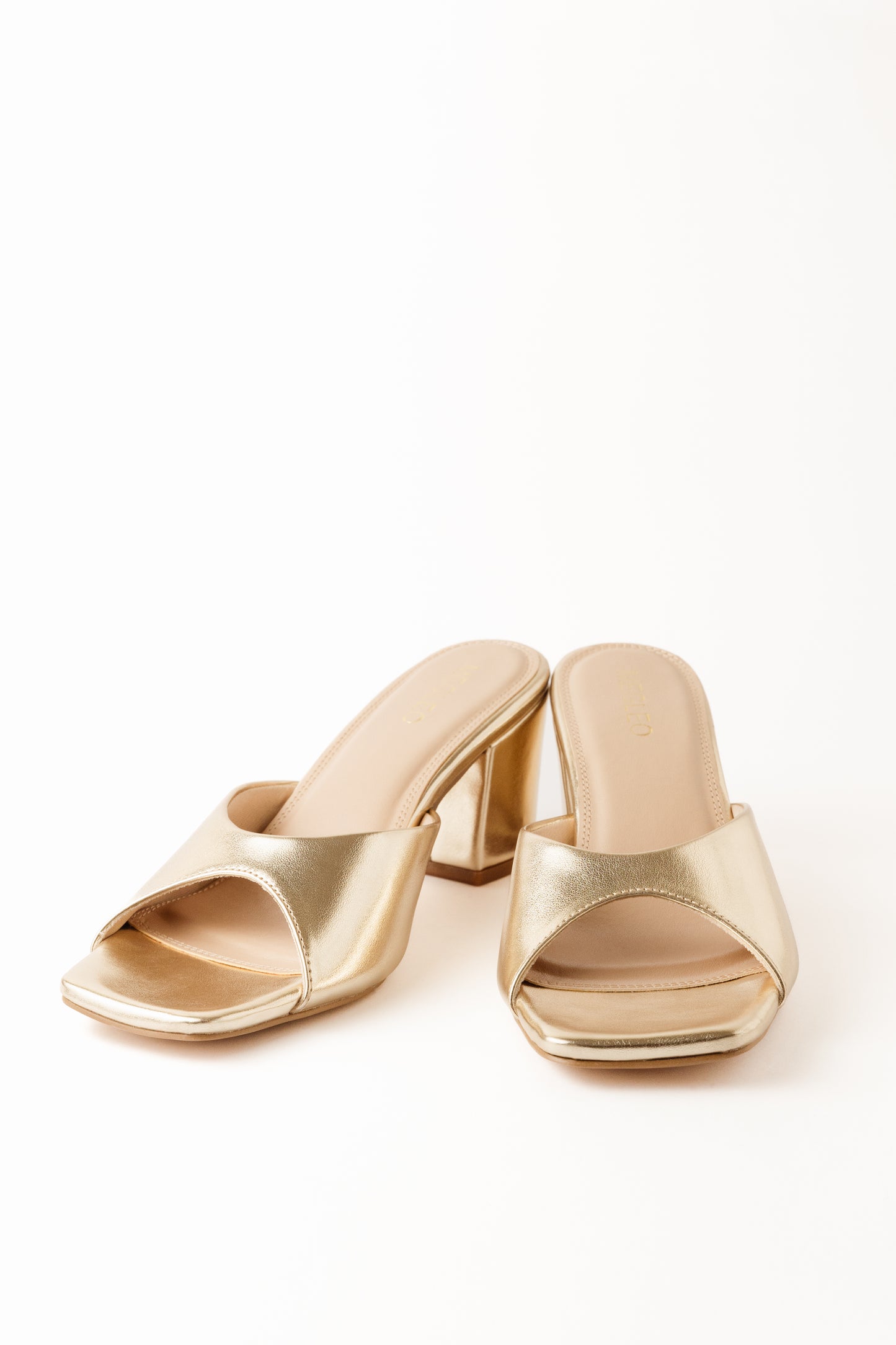 Sleek Gold One Strap Block Heels