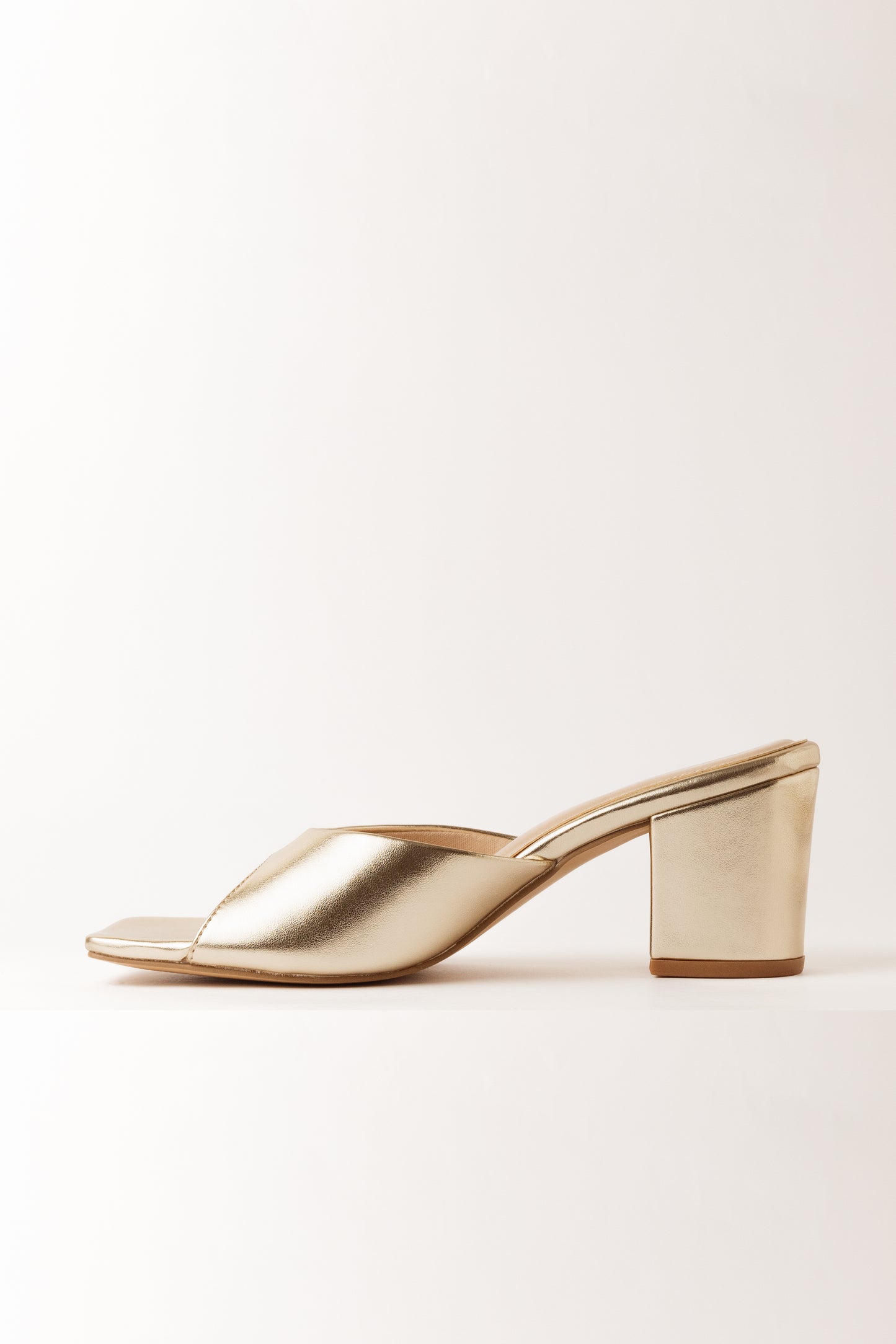 Sleek Gold One Strap Block Heels