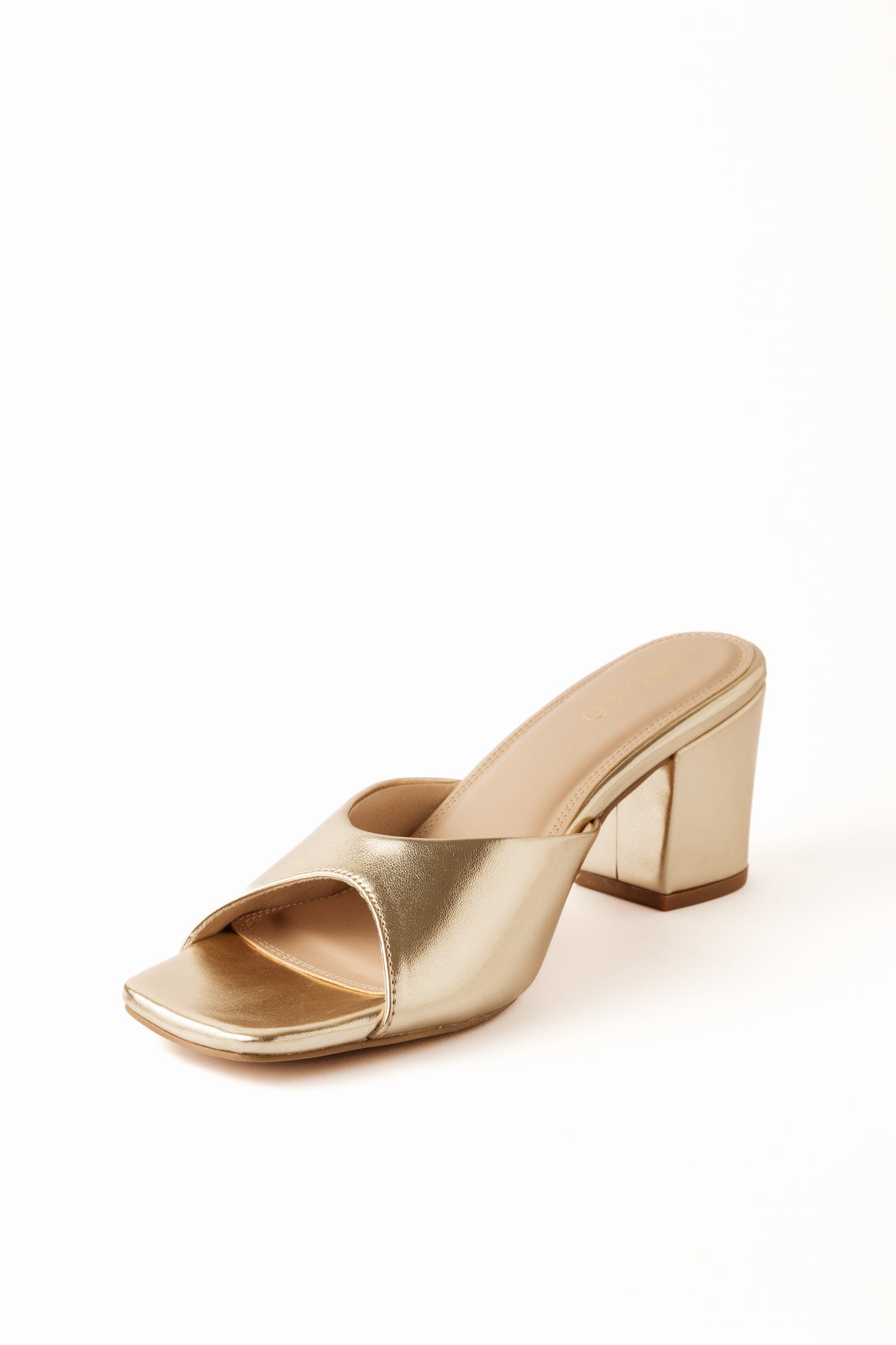 Sleek Gold One Strap Block Heels
