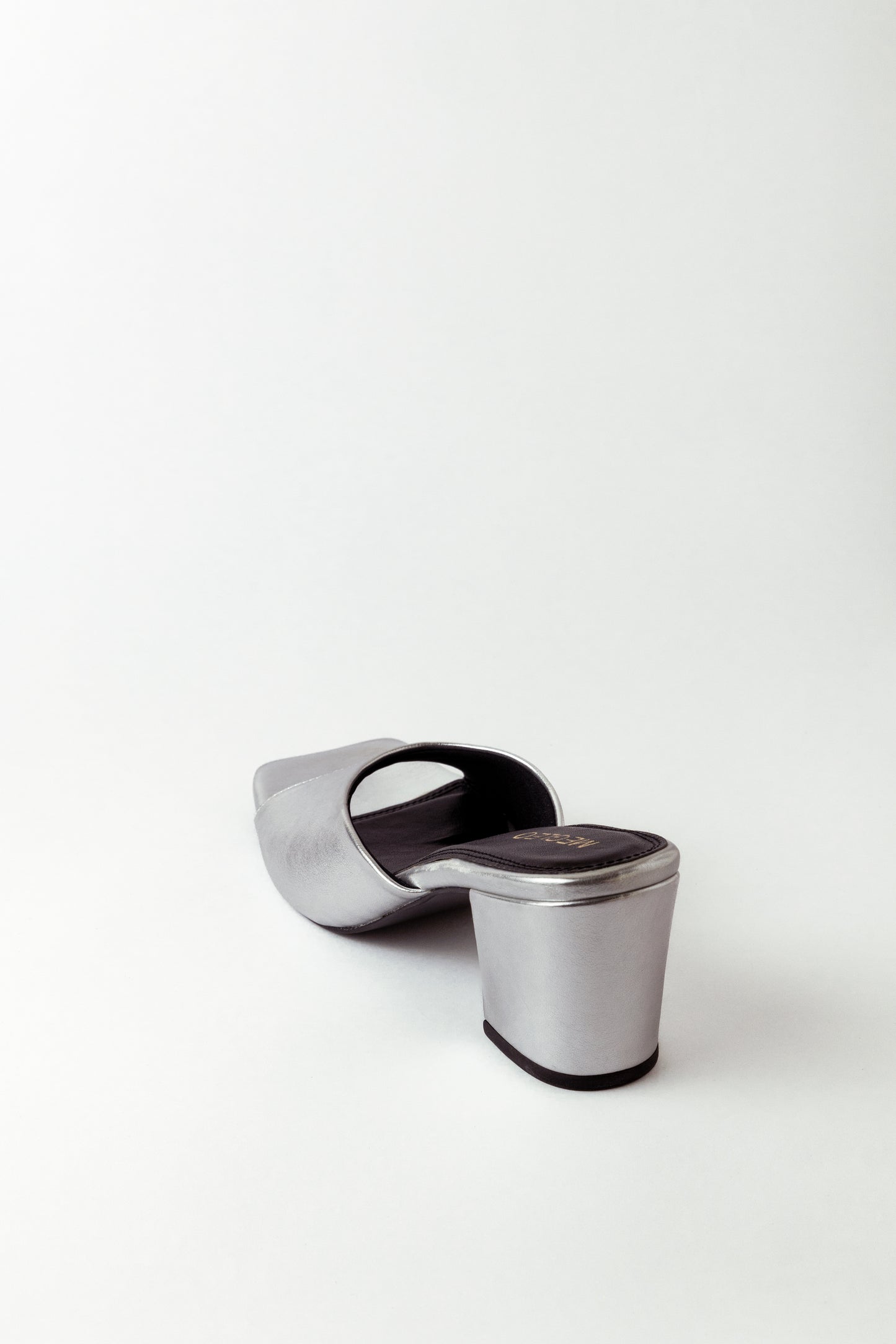 Sleek Silver One Strap Block Heels