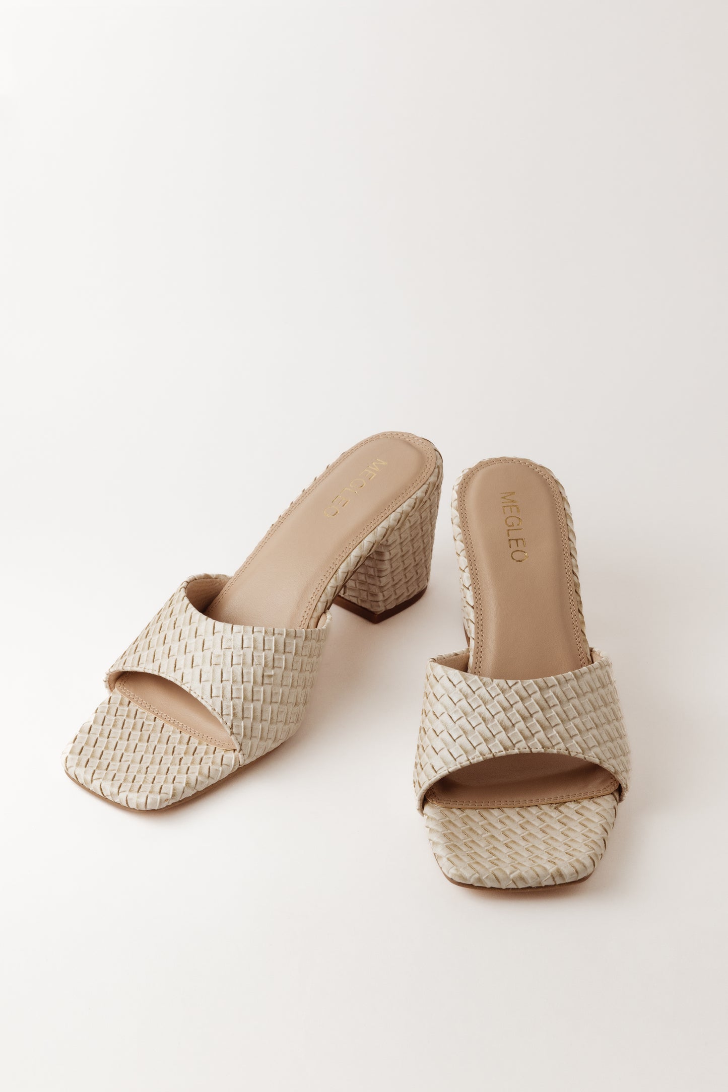 Textured Off-White Block Heels