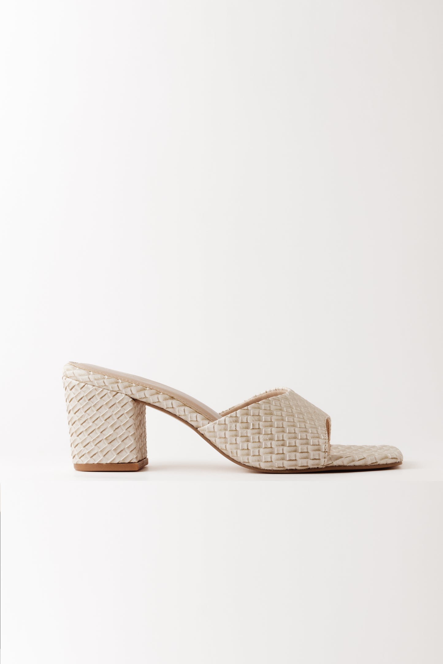 Textured Off-White Block Heels