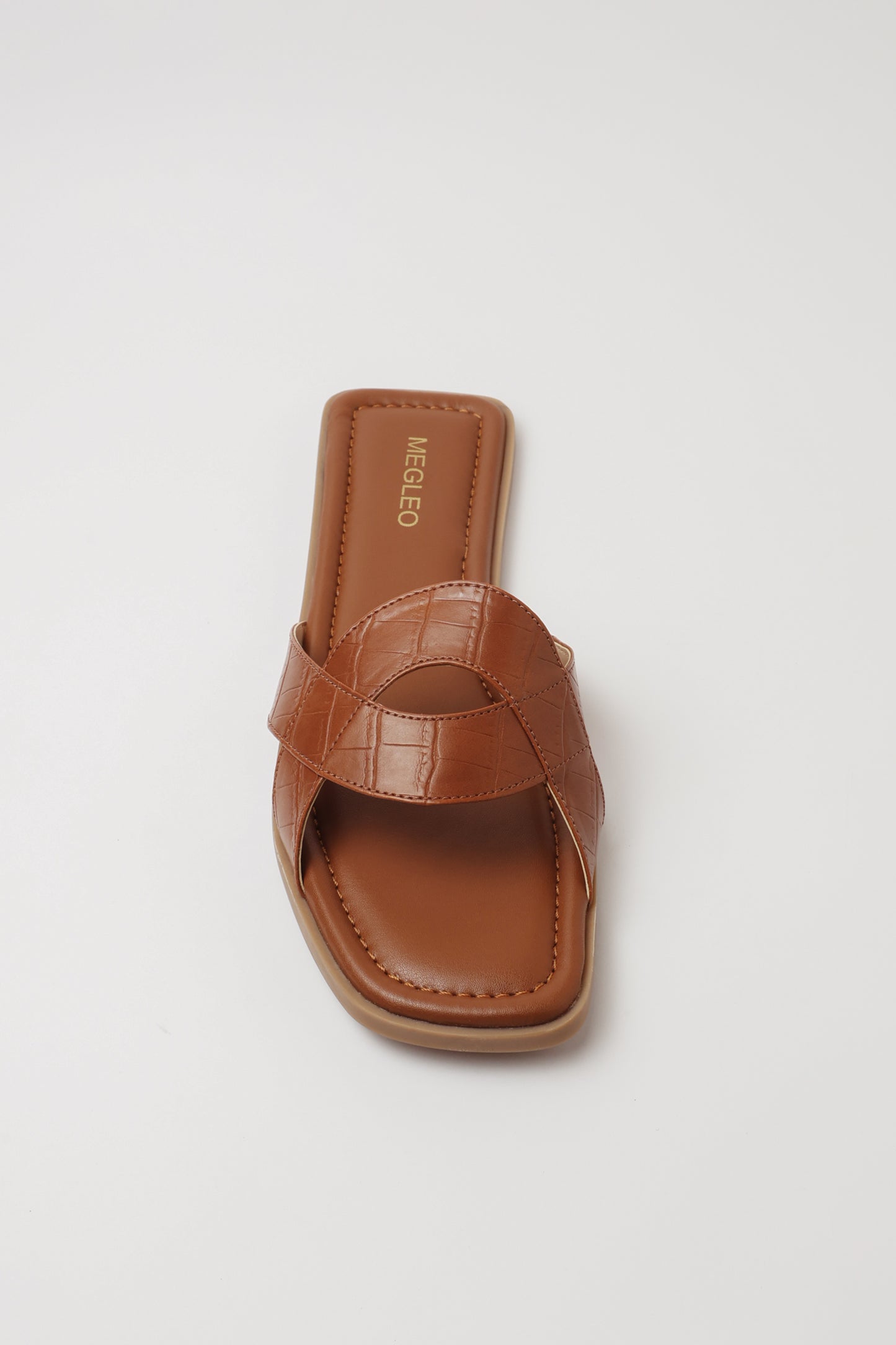 Tan Croco Vegan Flats
