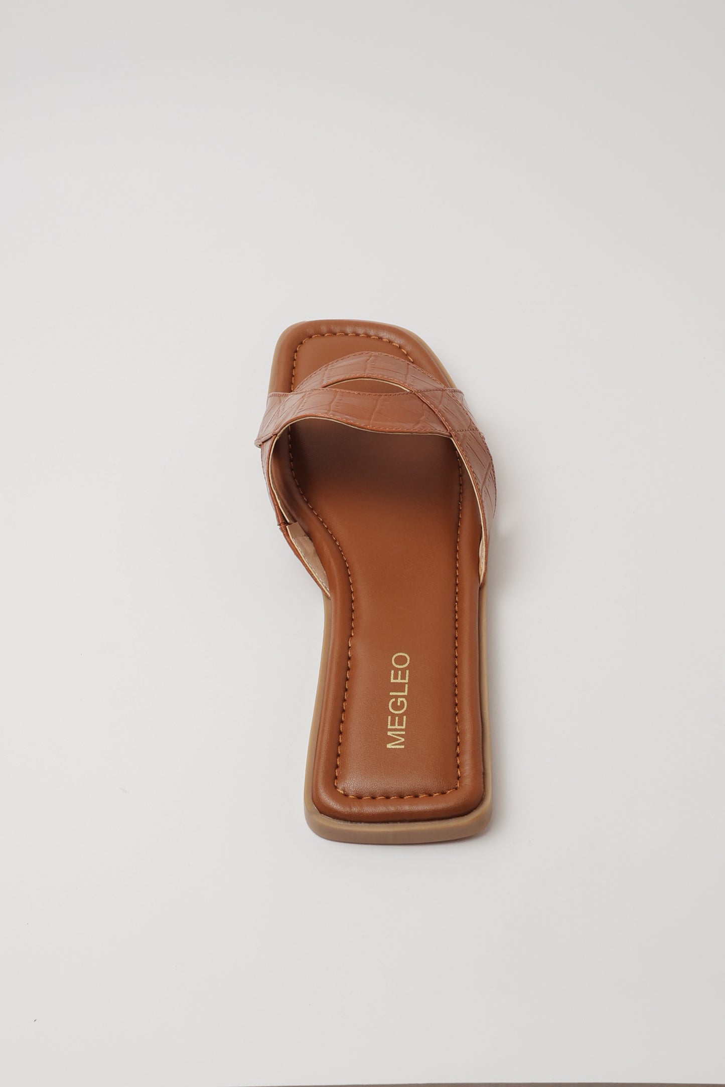 Tan Croco Vegan Flats