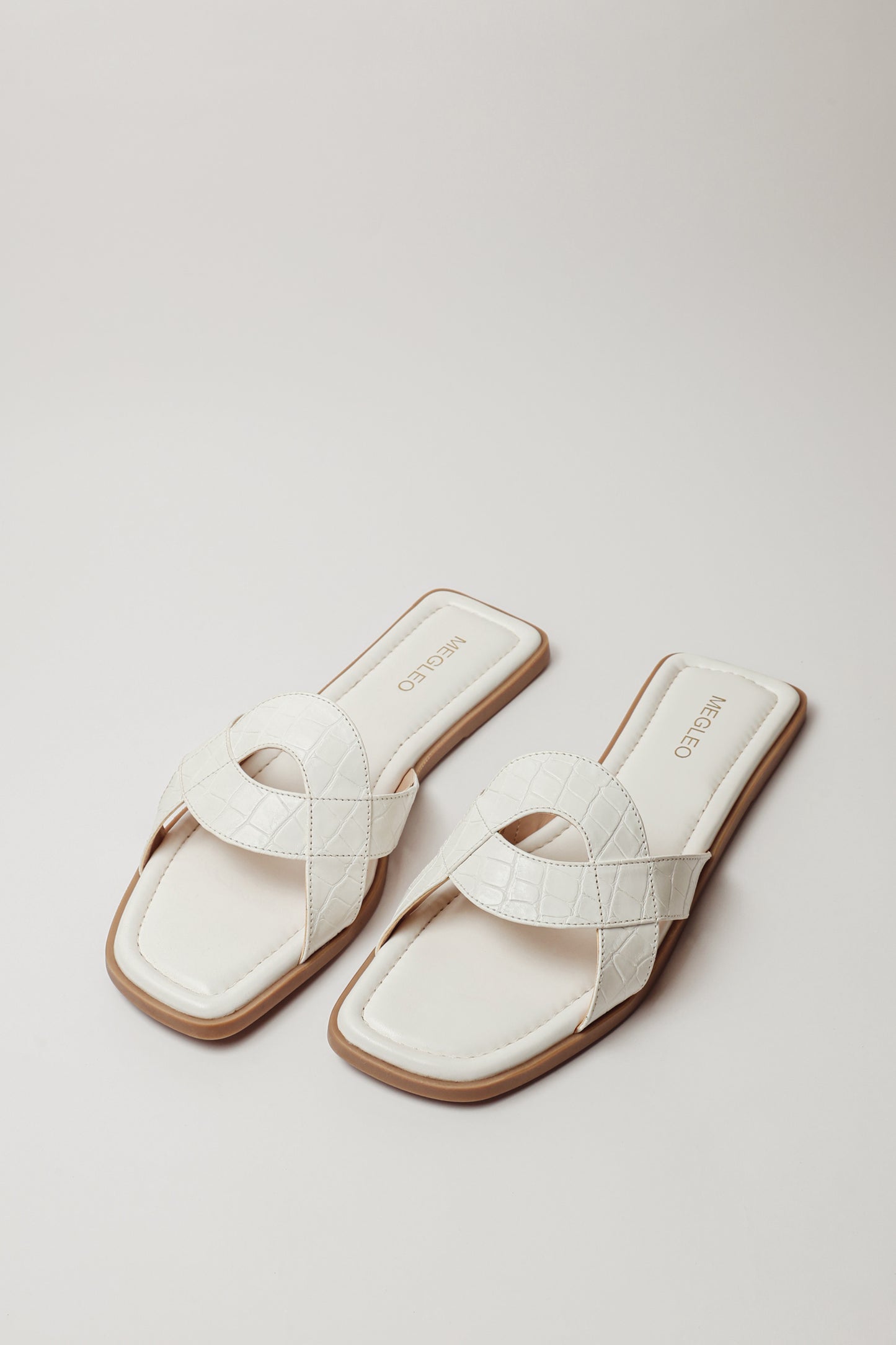 White Croco Vegan Flats