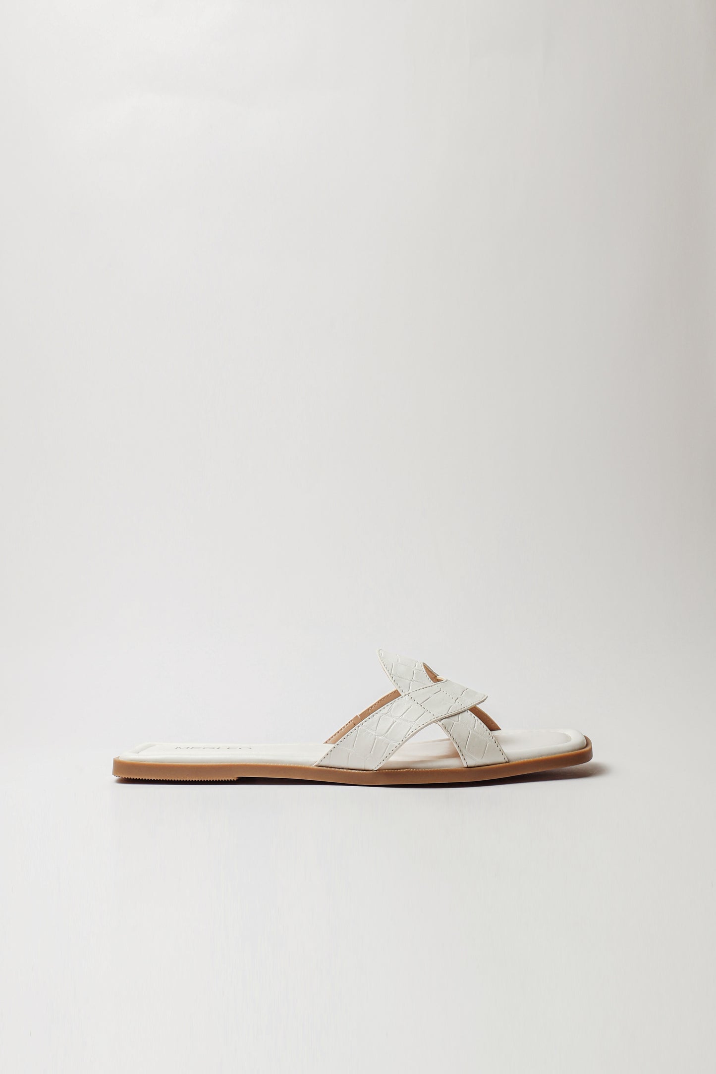 White Croco Vegan Flats