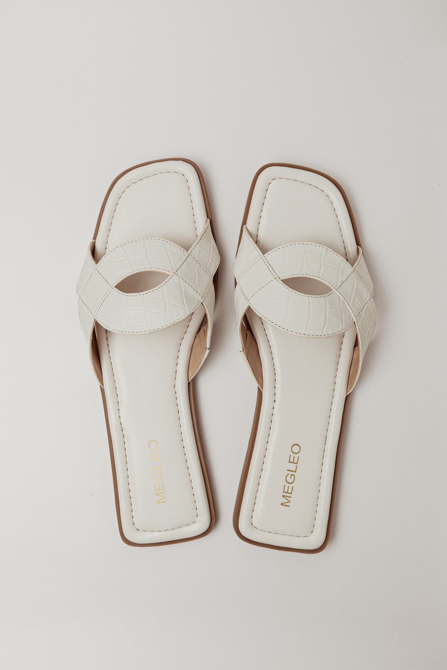 White Croco Vegan Flats