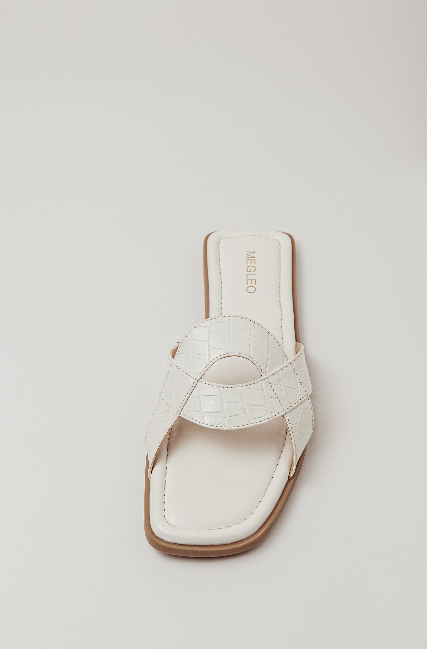White Croco Vegan Flats