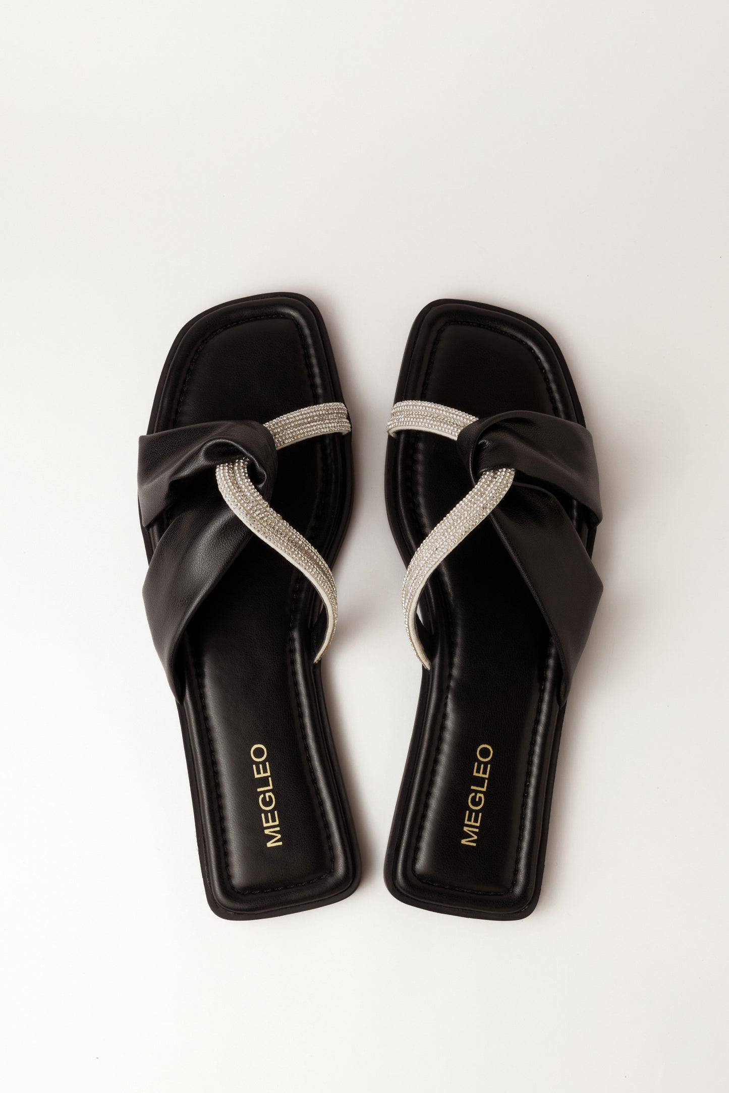 Crystal Black Vegan Flats