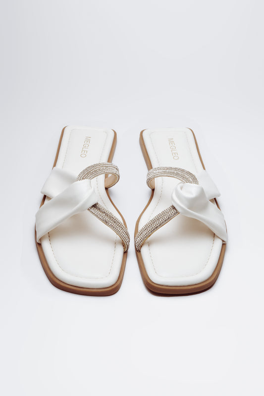Crystal White Vegan Flats