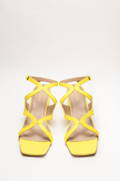 Twisted Yellow Block Heels