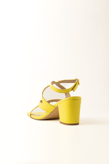 Twisted Yellow Block Heels