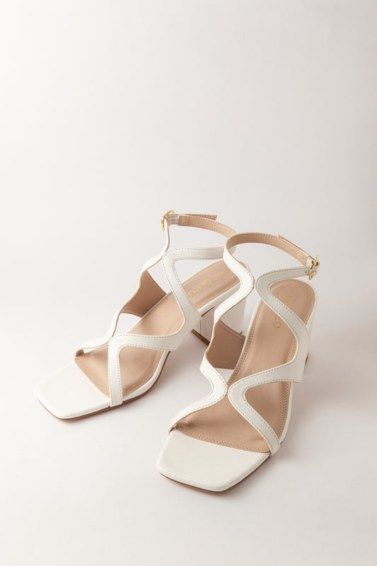 Twisted White Block Heels