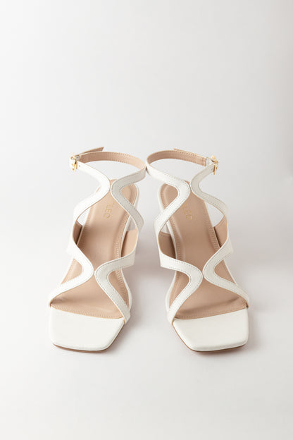 Twisted White Block Heels
