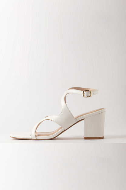 Twisted White Block Heels