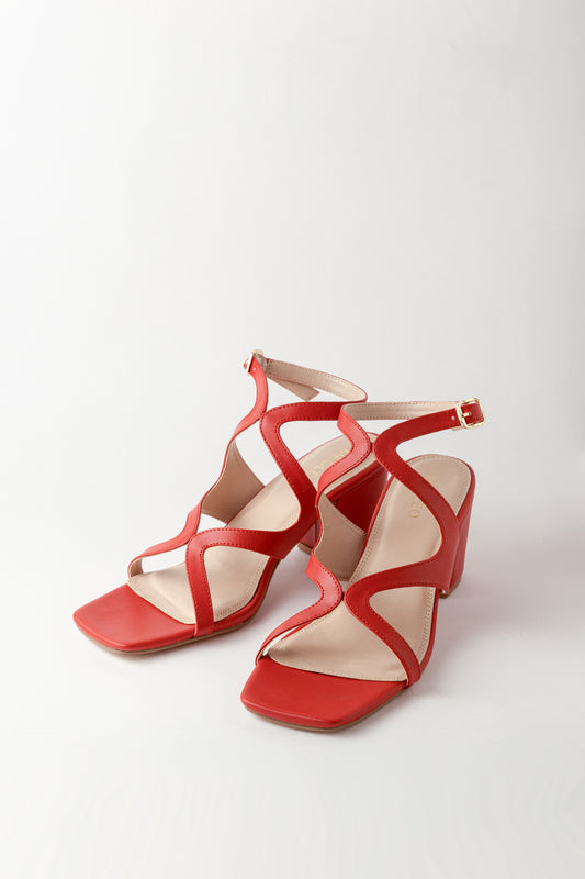 Twisted Red Block Heels
