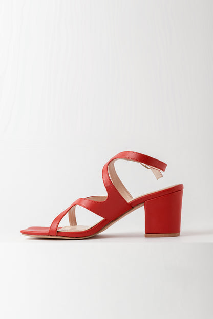 Twisted Red Block Heels