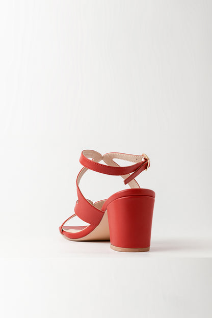 Twisted Red Block Heels