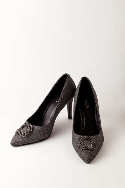 Vegan Glitter Stilettos - Black