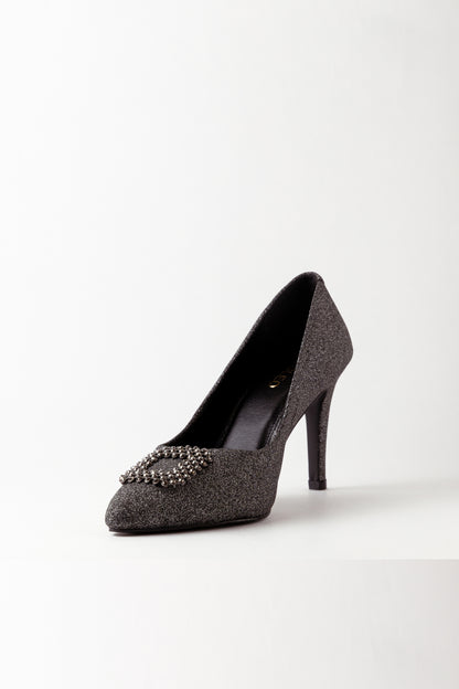Vegan Glitter Stilettos - Black