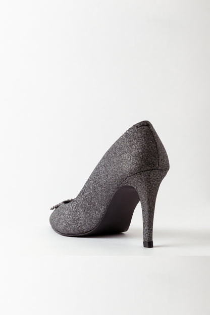 Vegan Glitter Stilettos - Black