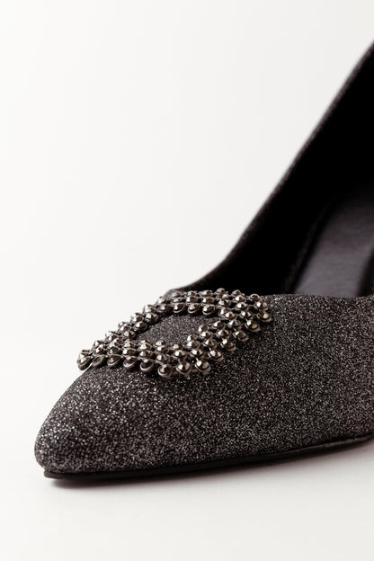 Vegan Glitter Stilettos - Black