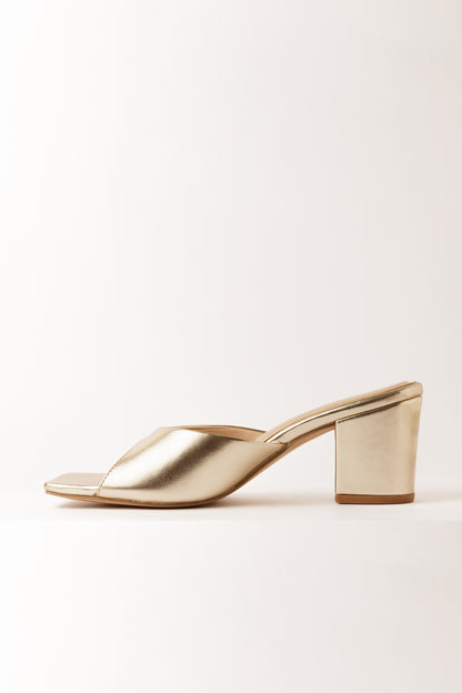 Sleek Gold One Strap Block Heels