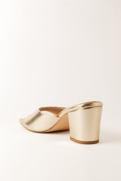 Sleek Gold One Strap Block Heels