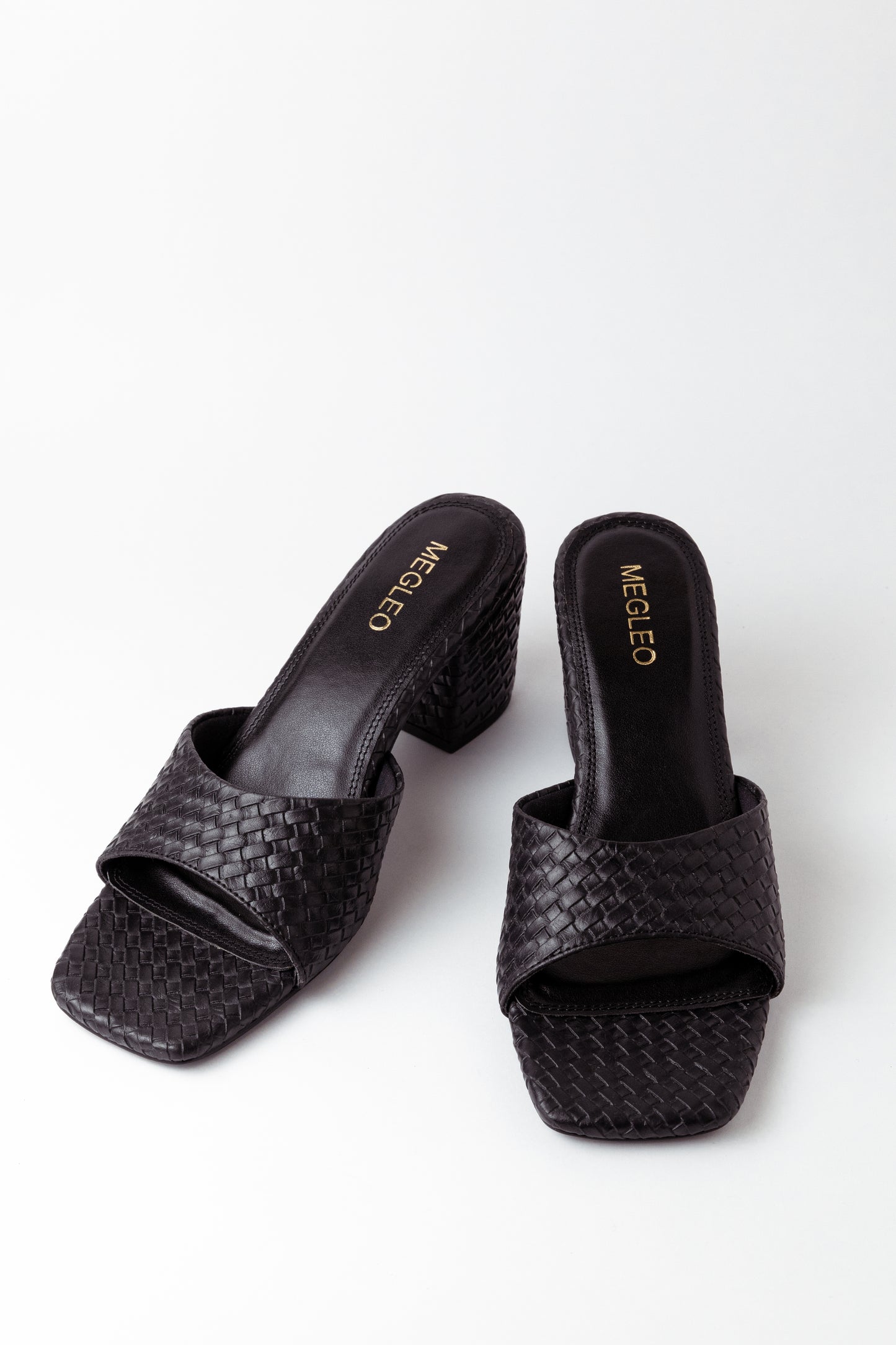 Textured Black Block Heels