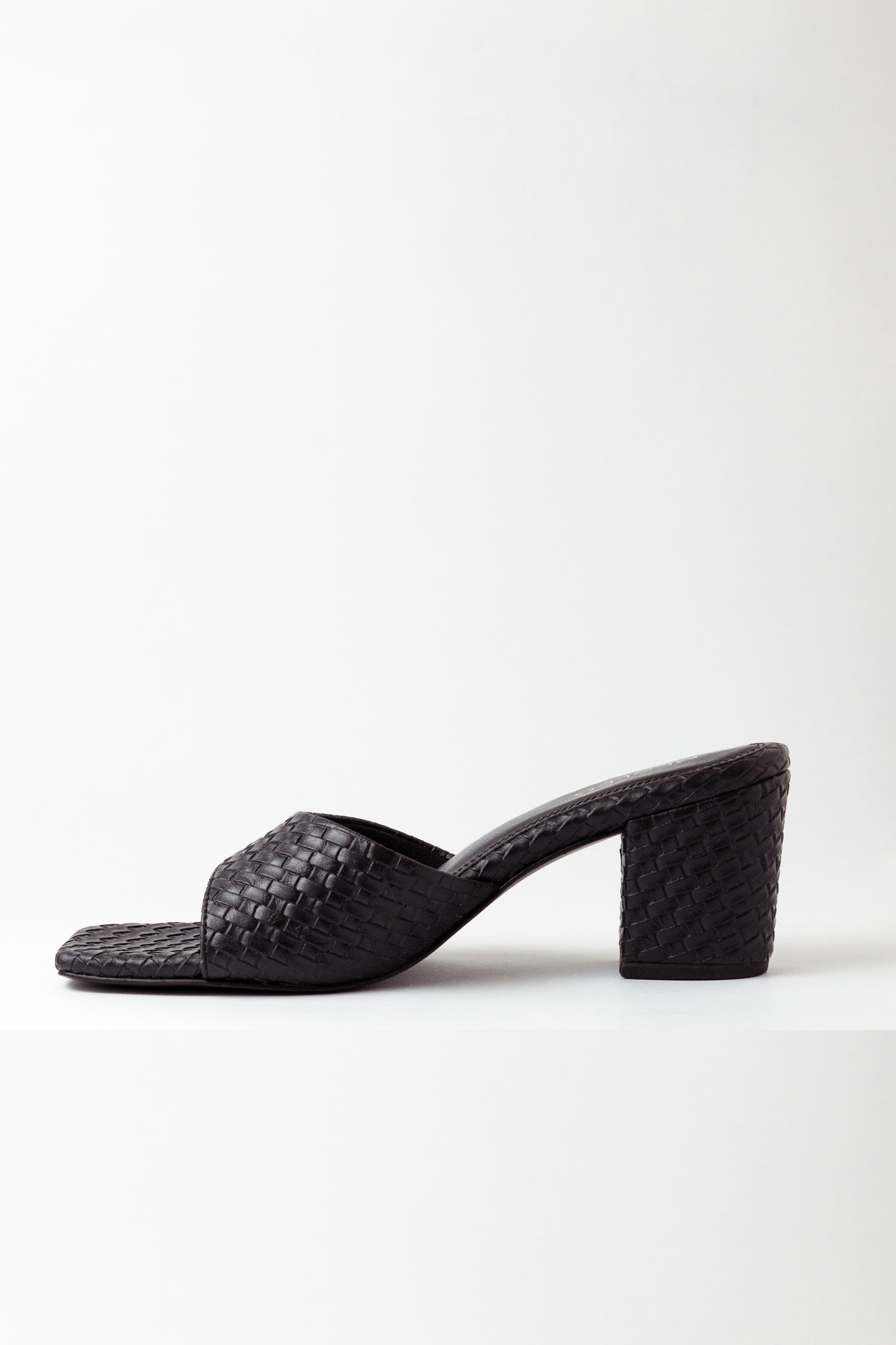 Textured Black Block Heels