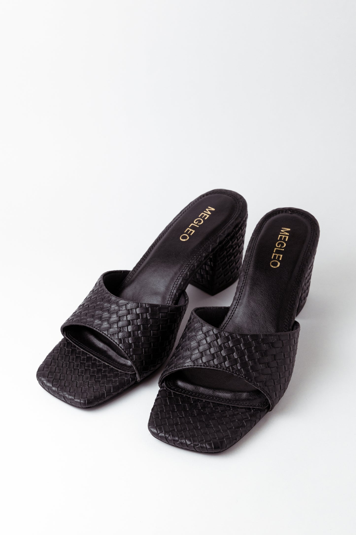 Textured Black Block Heels