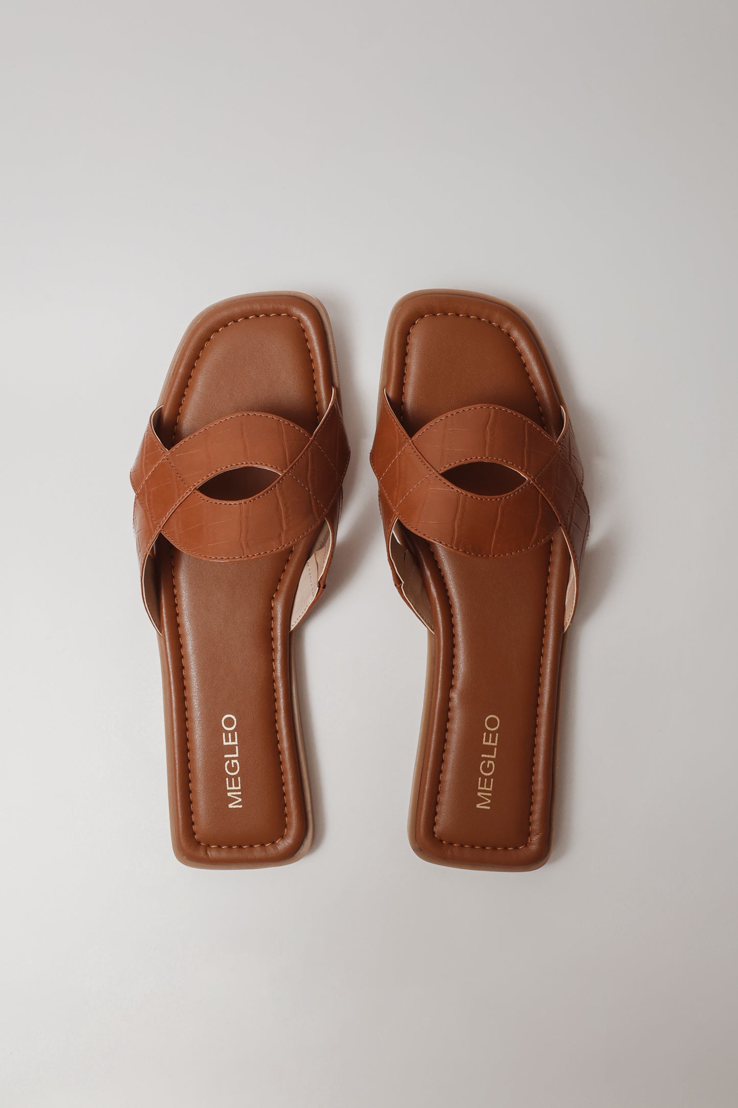 Tan Croco Vegan Flats
