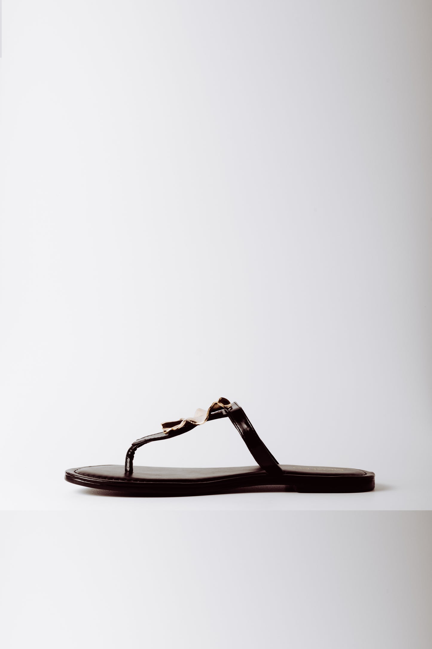 Gold Petal Black Vegan Flats