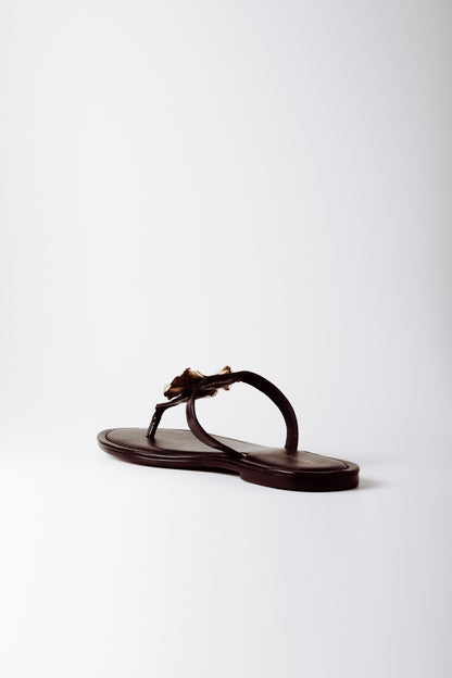 Gold Petal Black Vegan Flats