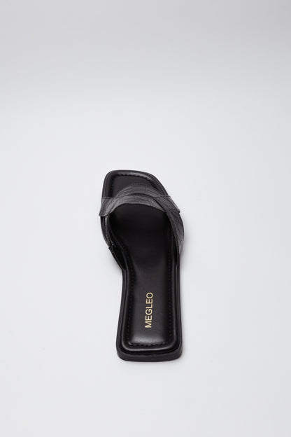 Black Croco Vegan Flats