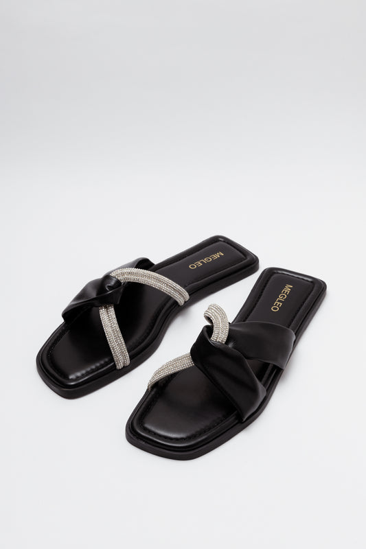 Crystal Black Vegan Flats