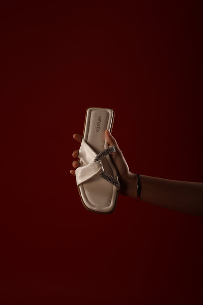 Crystal White Vegan Flats